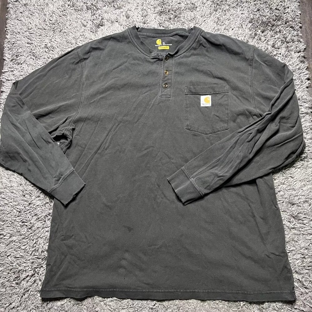 Carhartt Shirt Mens XL Black Long Sleeve Crew Neck Workwear Original Fit Casual